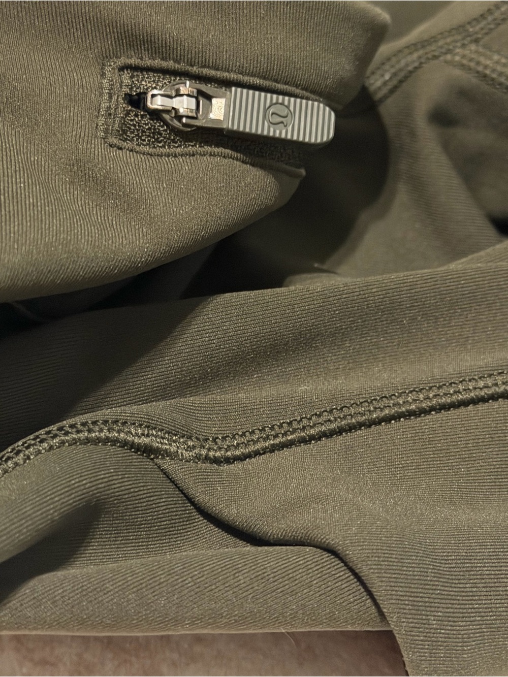 lululemon athletica Olive Green Leggings with Branded Zip Pull - Picture 6 of 7